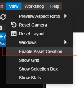 Enable Asset Creation